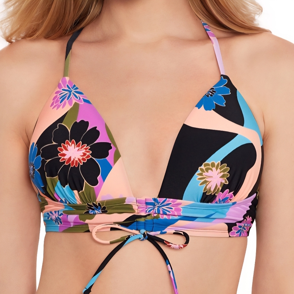 Salt + Cove Women's Blooming Wave Lace-up-Back Midkini Top, XS, M, XL